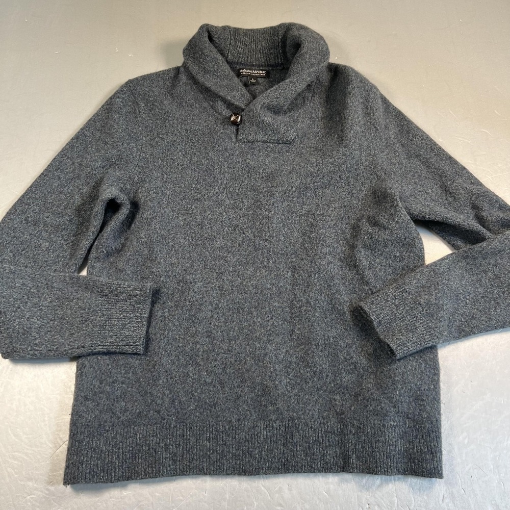 Banana Republic Sweater Mens Large Wool Collared Pullover Merino Italian Yarn